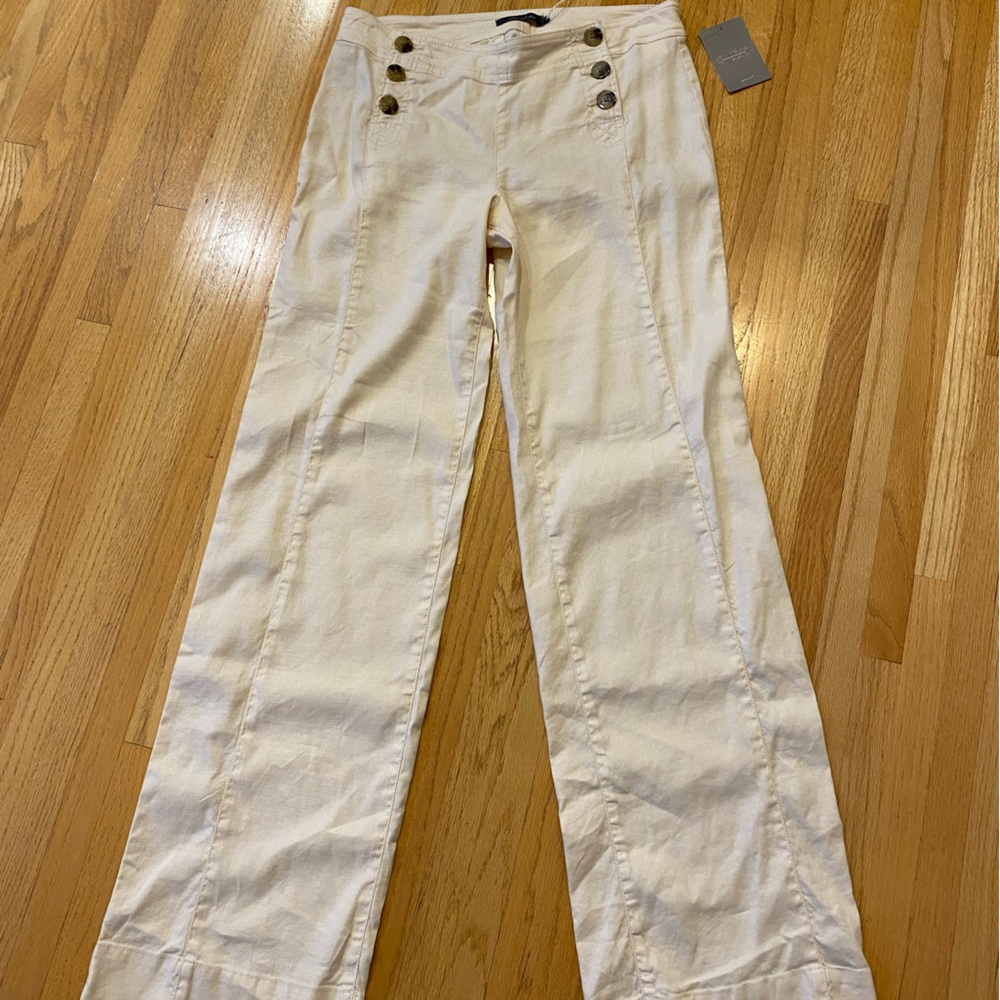 NWT Anthropologie Level 99 Ivory Wide Leg Sailor Pants